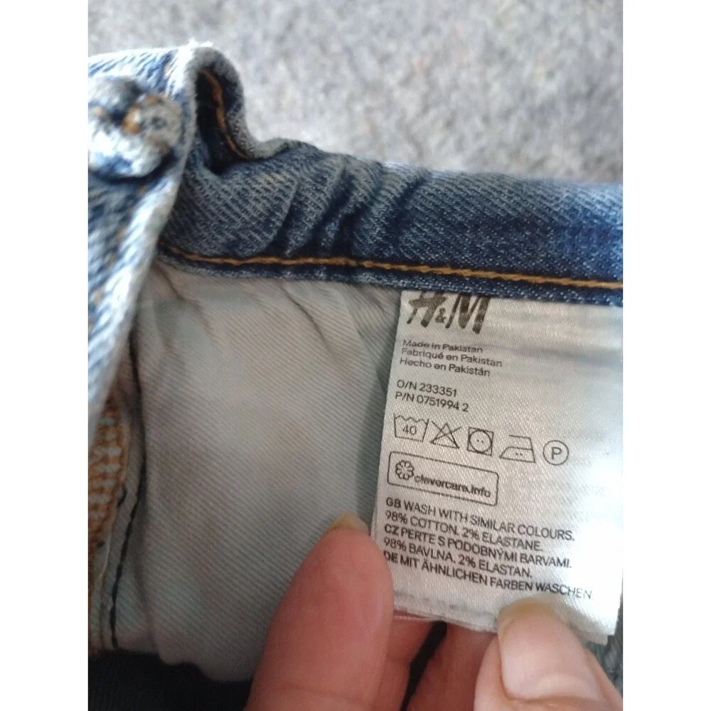 H&M &Denim Men's Slim Fit Jeans Size 34x32 Light Wash Stretch Blue Denim Pants